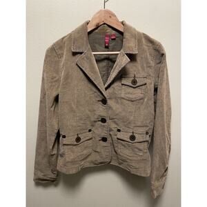 Vintage Juniors Jacket Size Large Green Corduroy Utility Grunge 90s Y2K